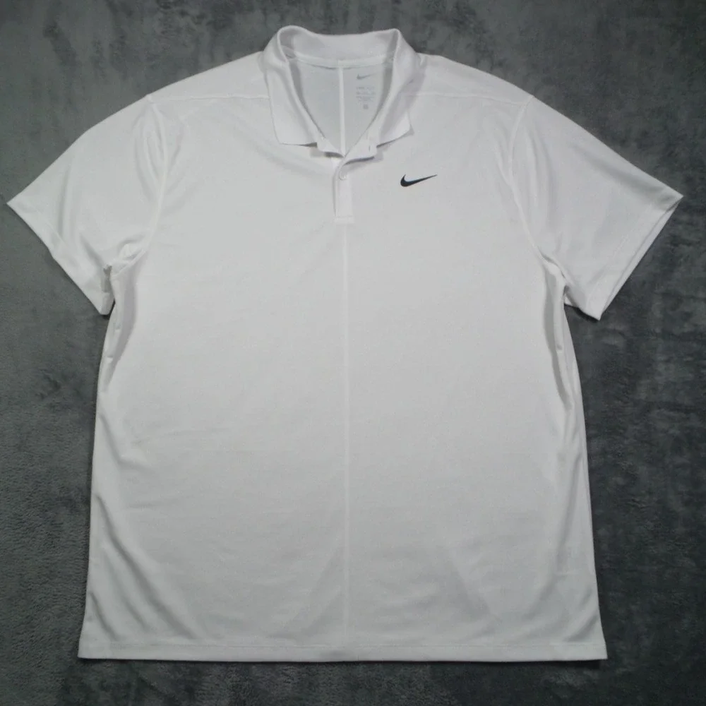 Nike Golf Shirt Mens Size XXL White Solid Dri-FIT Victory Polo Short Sleeve